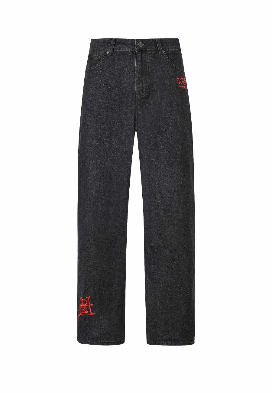 Ed Hardy Mens Snake Sever Tattoo Graphic Relaxed Denim Trousers Jeans