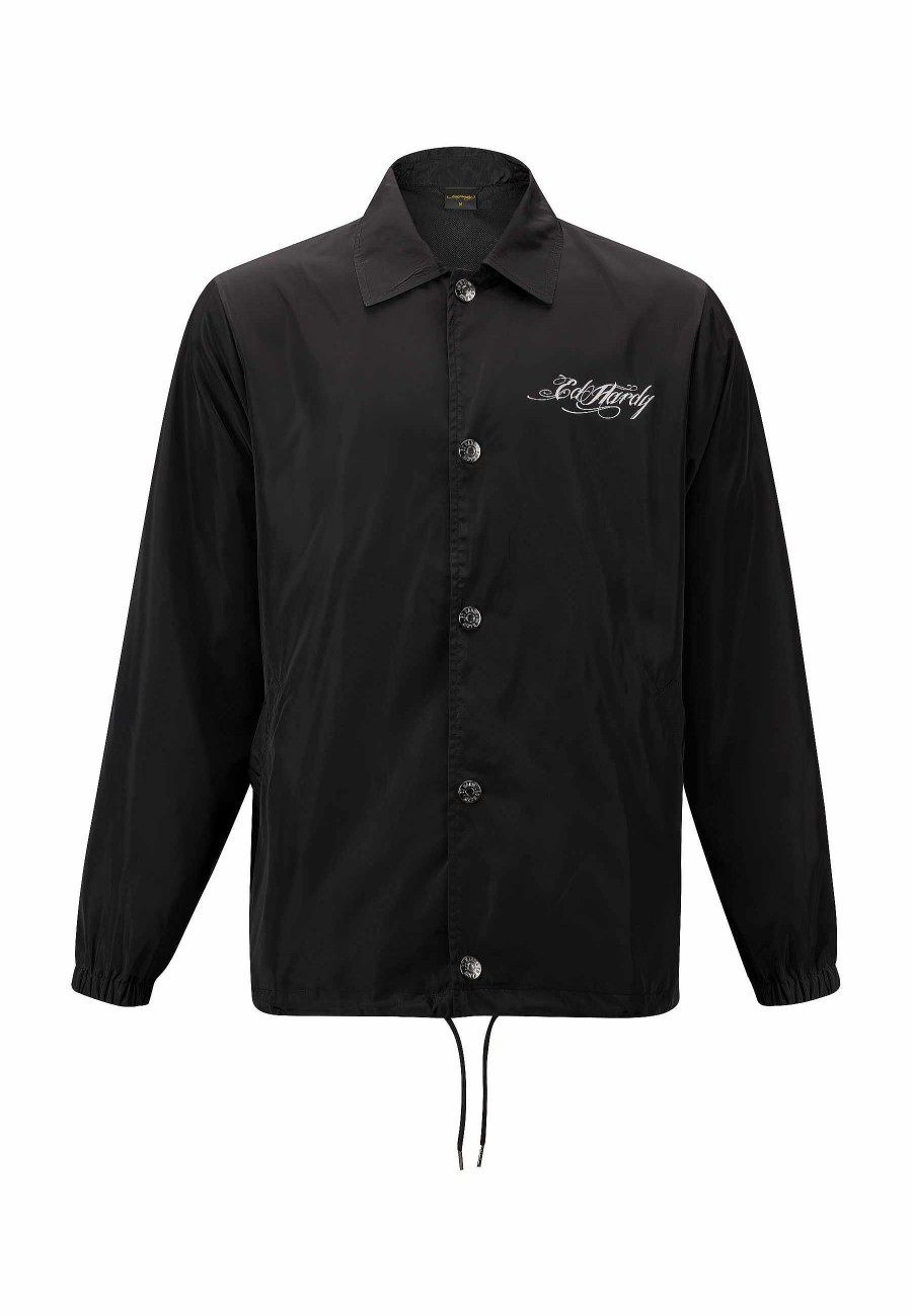 Ed Hardy Mens Skeleton Punk Waterproof Coach Jacket