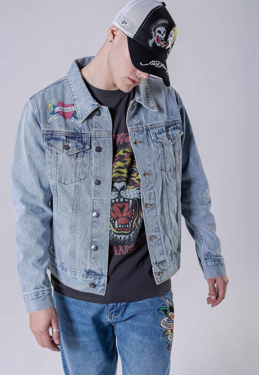 Ed Hardy Mens Love-Runs Wild Denim Jacket