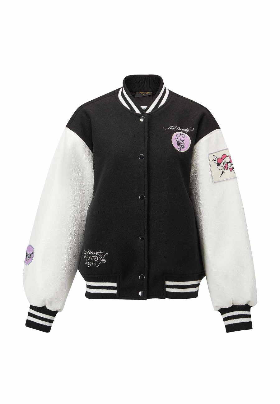 Ed Hardy Womens Love Wrapped Varsity Bomber Jacket