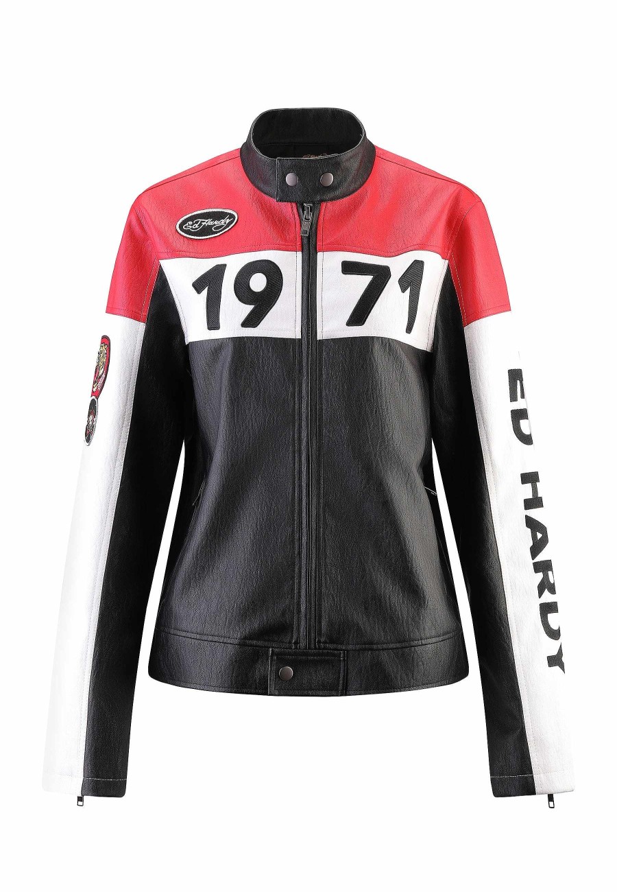 Ed Hardy Womens Ed-1971 Moto Biker Jacket