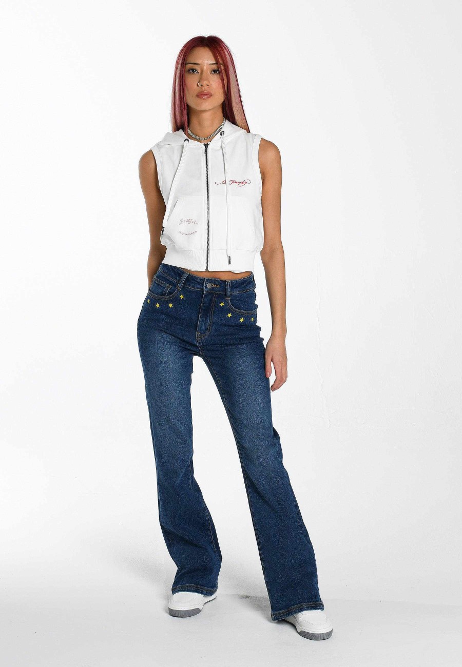 Ed Hardy Womens Don-Eagle Bootleg Fit Denim Trousers Jeans