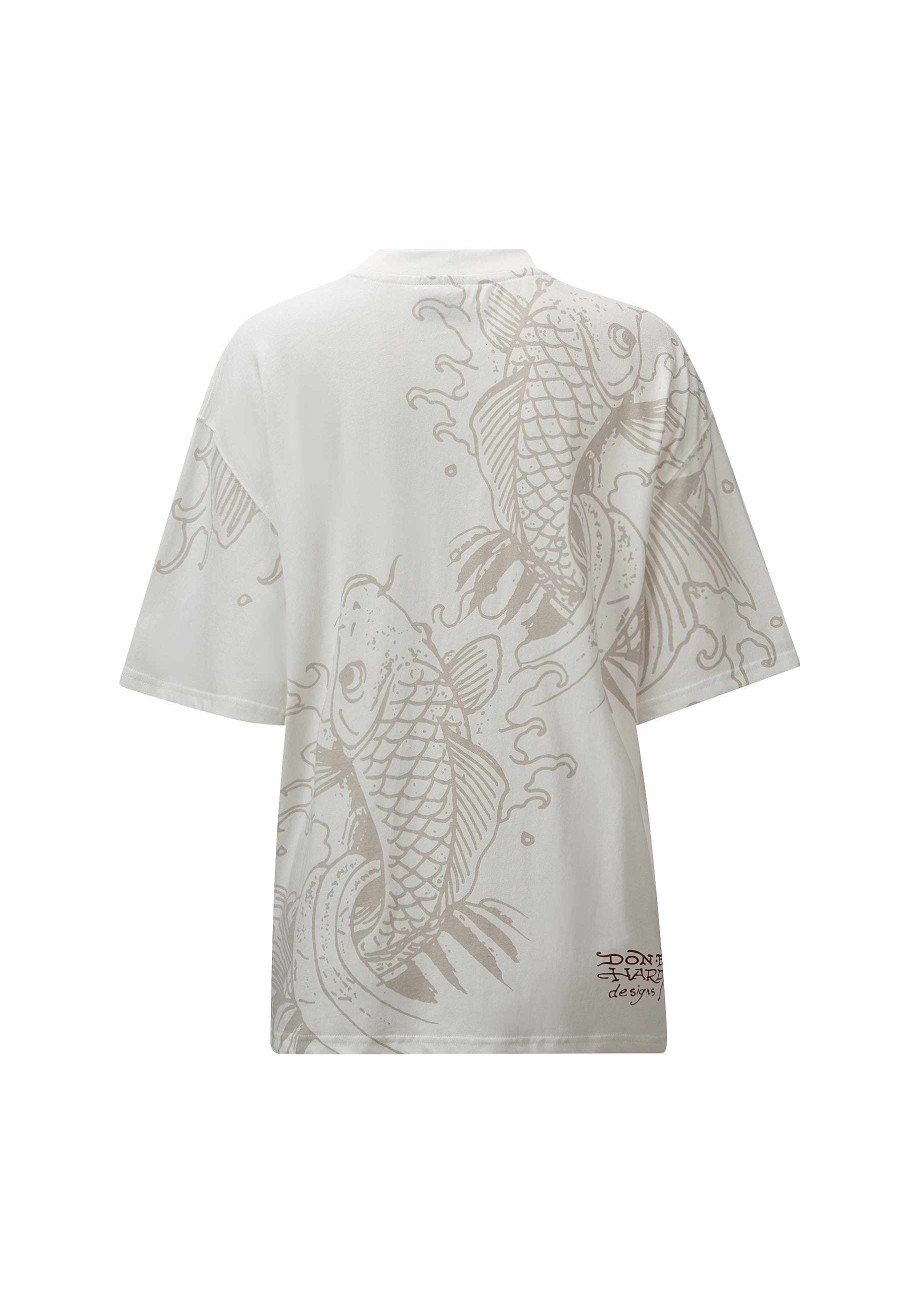 Ed Hardy Womens Koi Logo Relaxed T-Shirt