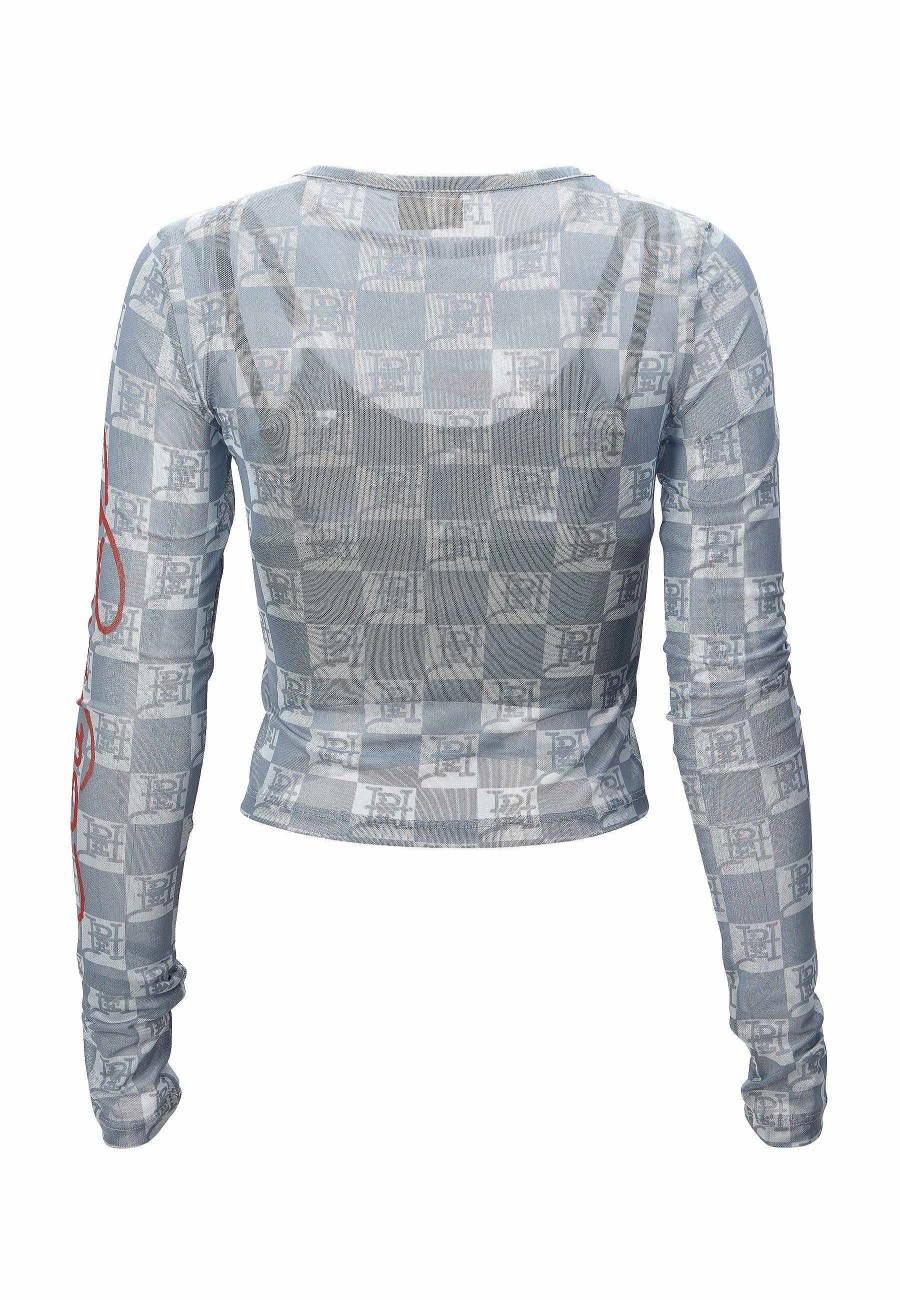 Ed Hardy Womens Love-Ed Mesh Long Sleeve T-Shirt