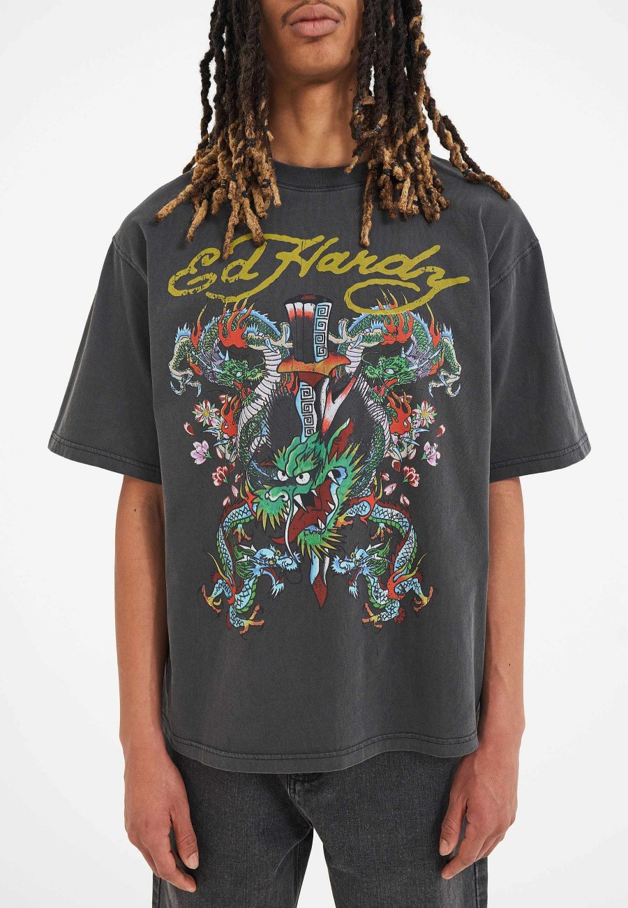 Ed Hardy Mens Battle Of The Dragons Tshirt