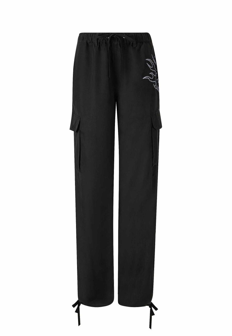 Ed Hardy Womens Hidden Dragon Cargo Trousers - Black