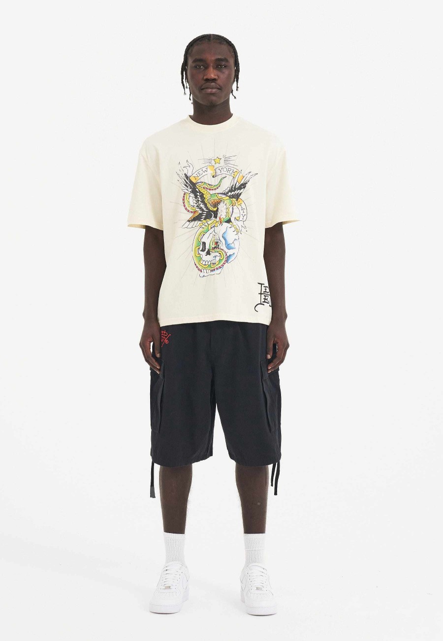 Ed Hardy Mens Dragon Crawl Woven Cargo Shorts