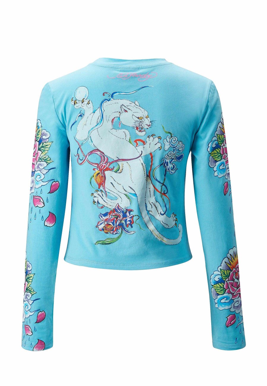 Ed Hardy Womens Mystic Panther Long Sleeve T-Shirt
