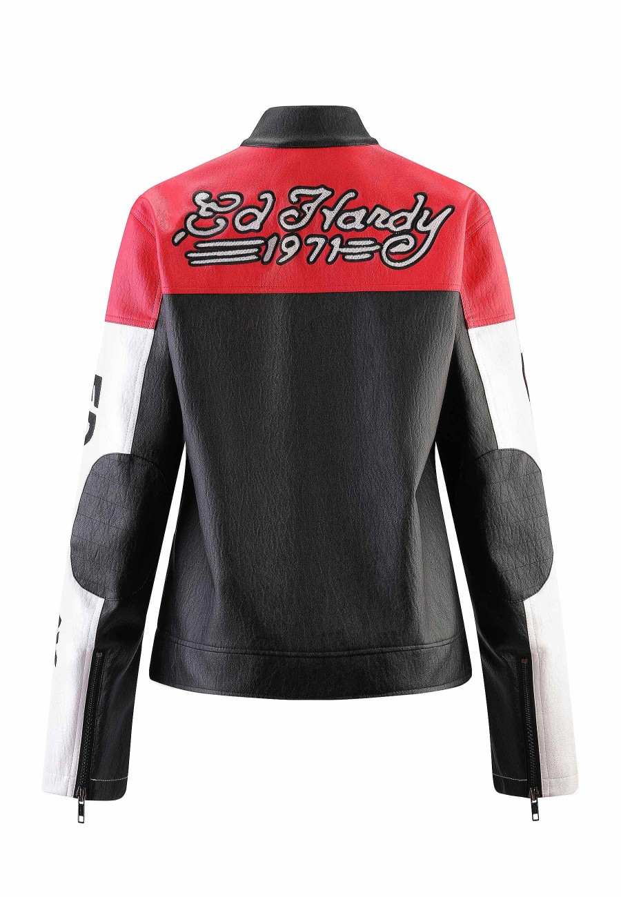 Ed Hardy Womens Ed-1971 Moto Biker Jacket
