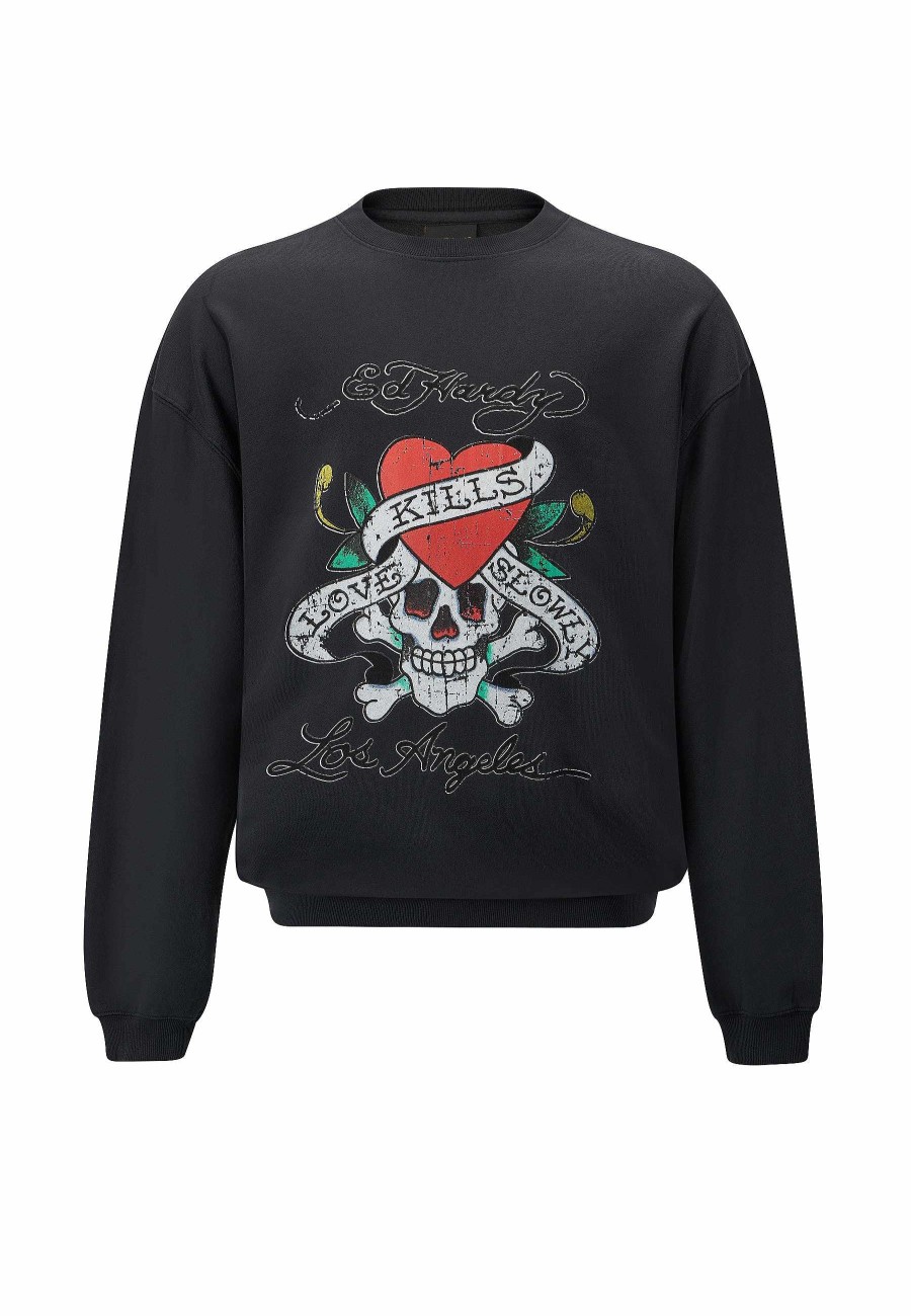 Ed Hardy Mens Love Kill Slowly Graphic Crew Neck Sweatshirt