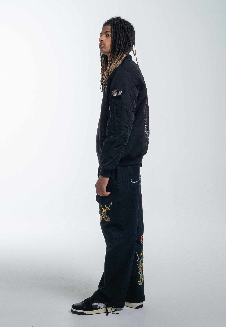 Ed Hardy Womens Tonal Double Venom Ma1 Bomber Jacket