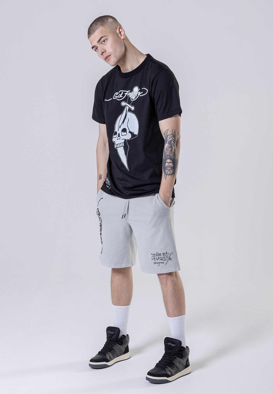 Ed Hardy Mens Skull-Blade Tonal T-Shirt