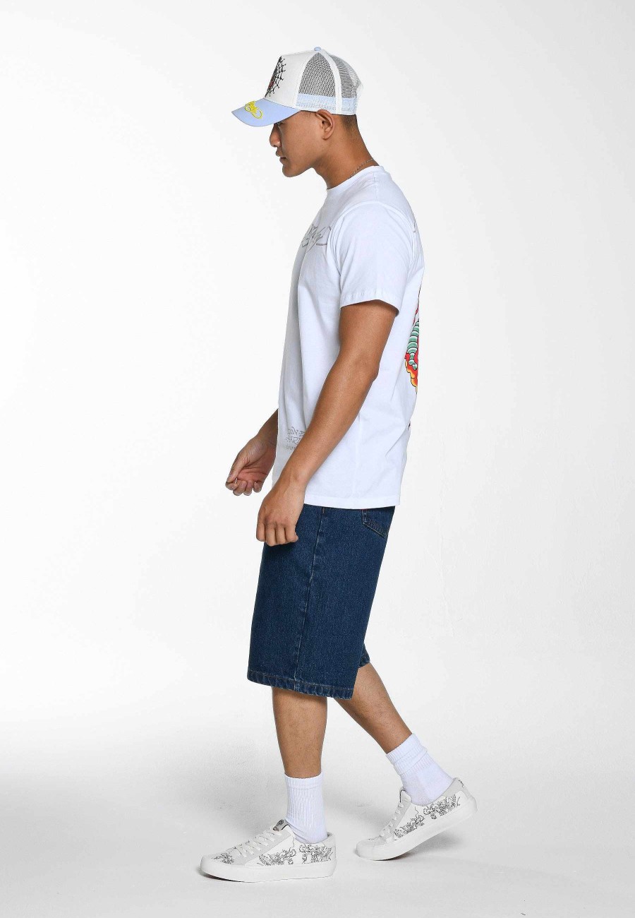 Ed Hardy Mens Nyc Skull Denim Jorts Shorts