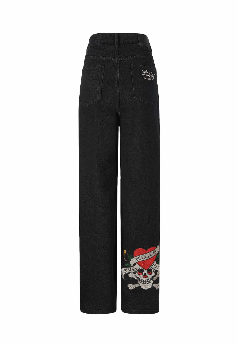 Ed Hardy Womens Kill Slowly Relaxed Denim Trousers Jeans