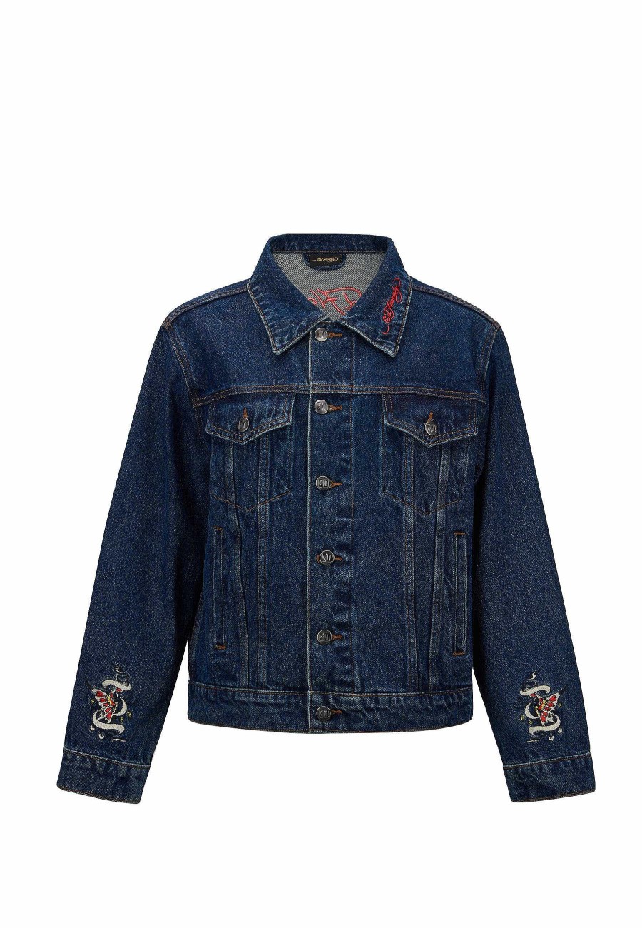 Ed Hardy Womens Love Is Mystery Denim Jacket