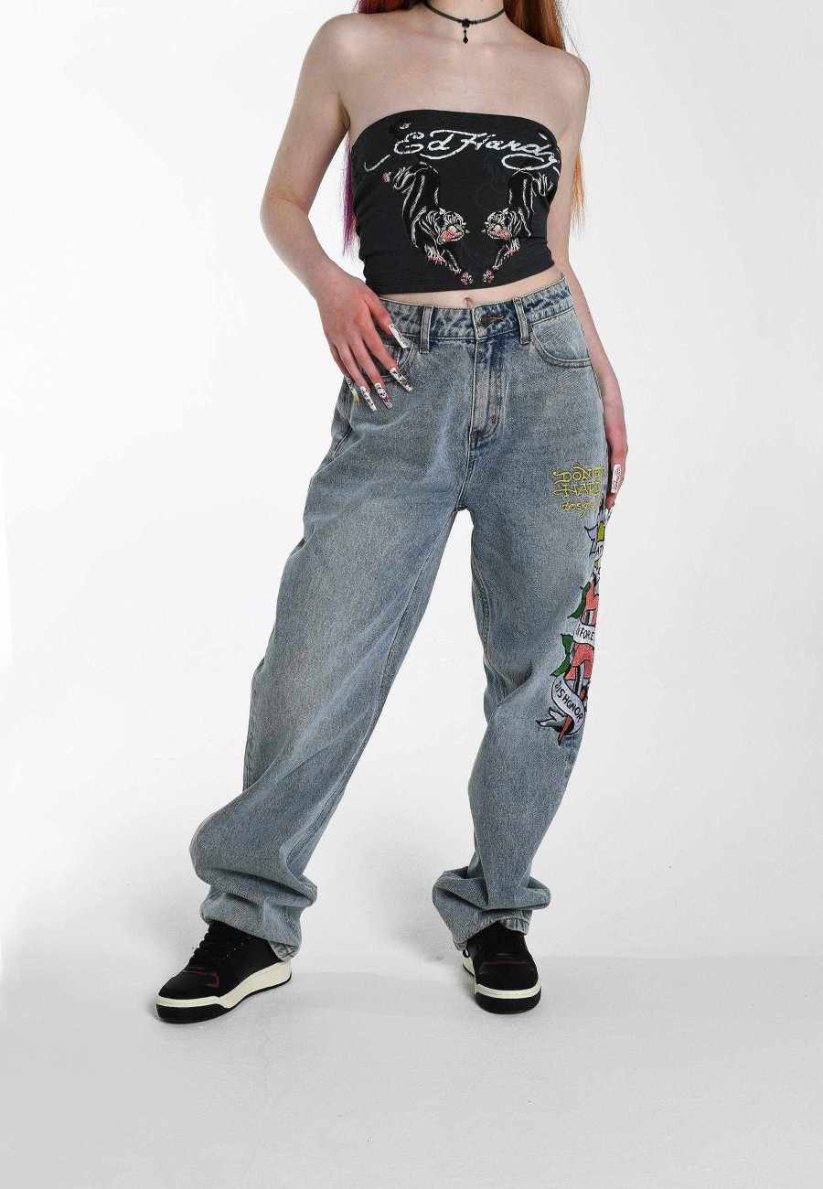 Ed Hardy Womens Double-Panther Bandeu Top