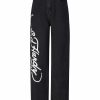 Ed Hardy Womens Flaming Skull Relaxed Fit Denim Trousers Jeans