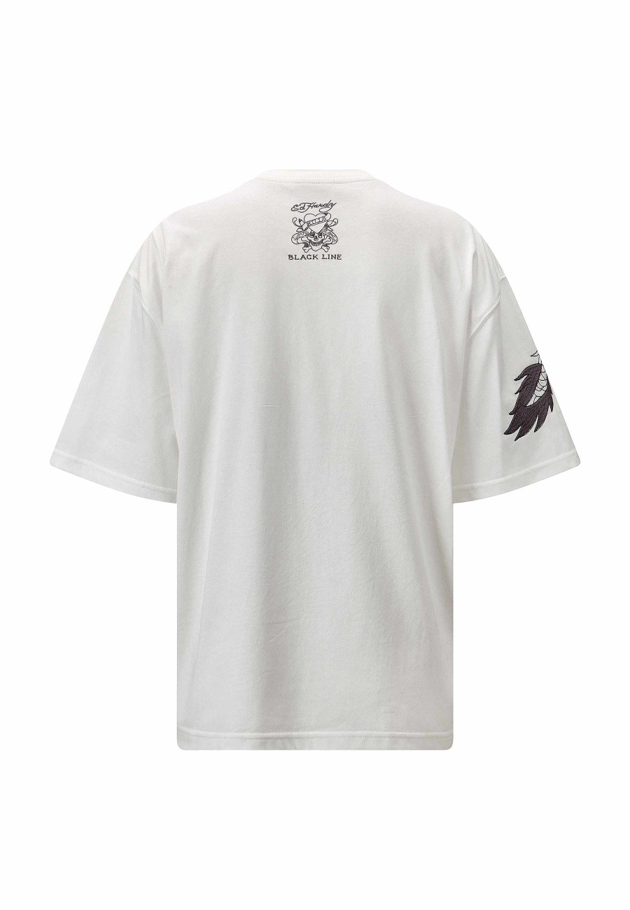 Ed Hardy Womens Crawling Dragon Relaxed Tshirt - White