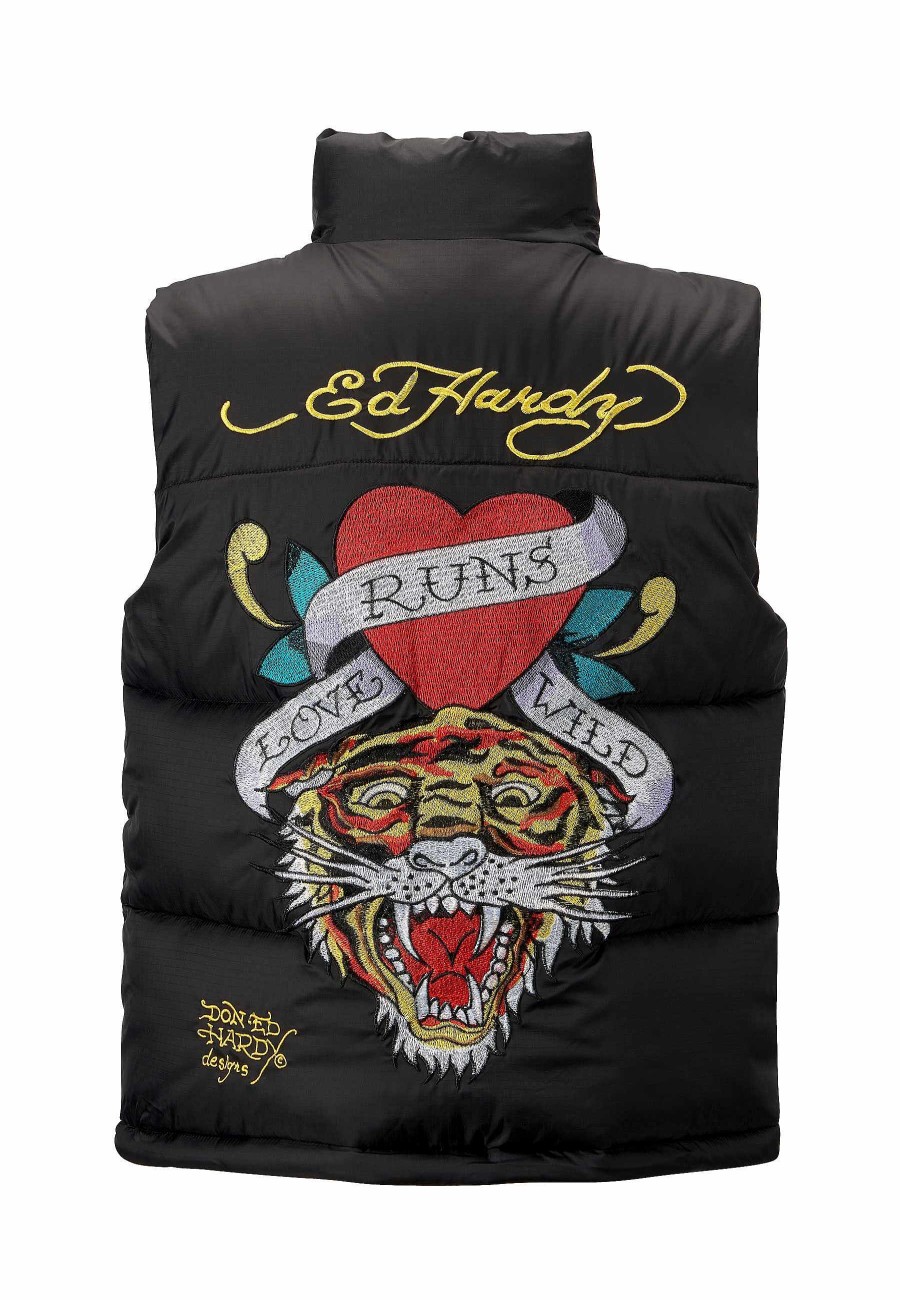 Ed Hardy Womens Love Runs Wild Gilet Puffer Jacket