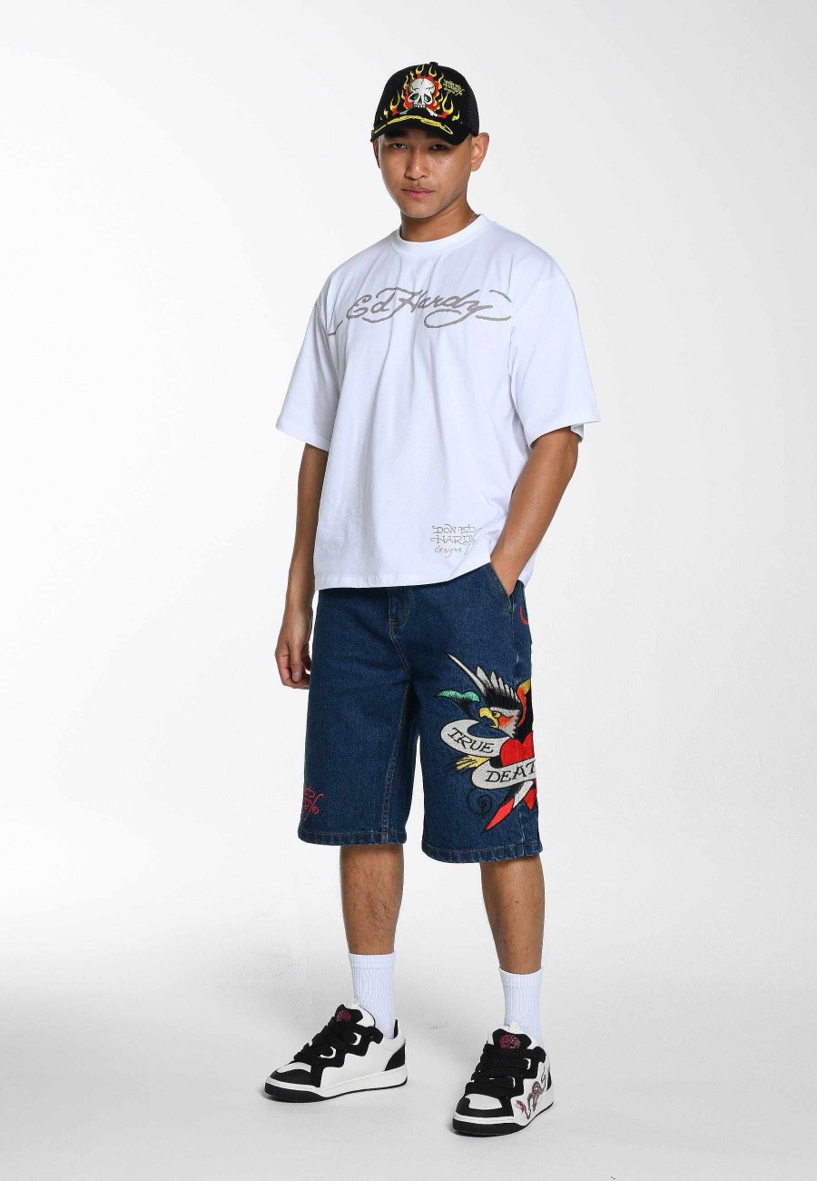 Ed Hardy Mens True Till Death Denim Jorts Shorts