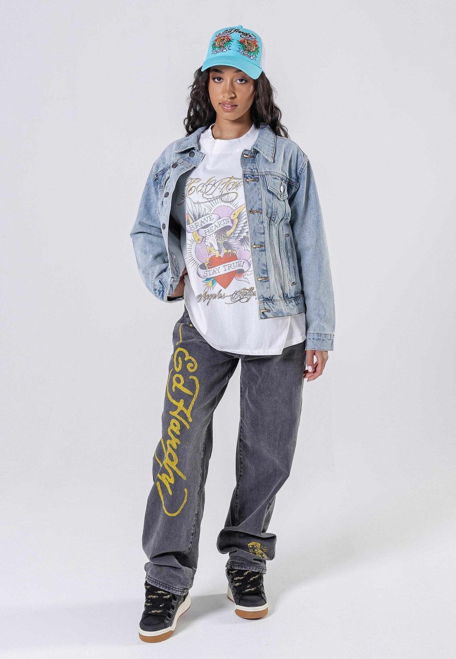 Ed Hardy Womens Brave-Hearts Denim Jacket