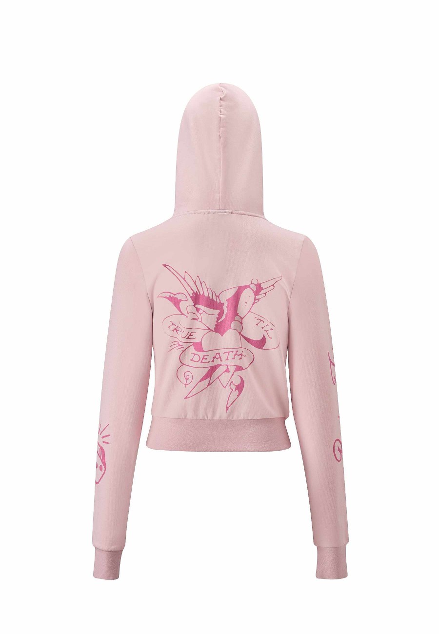 Ed Hardy Womens Eagle-Till-Death Cropped Zip Through Hoody