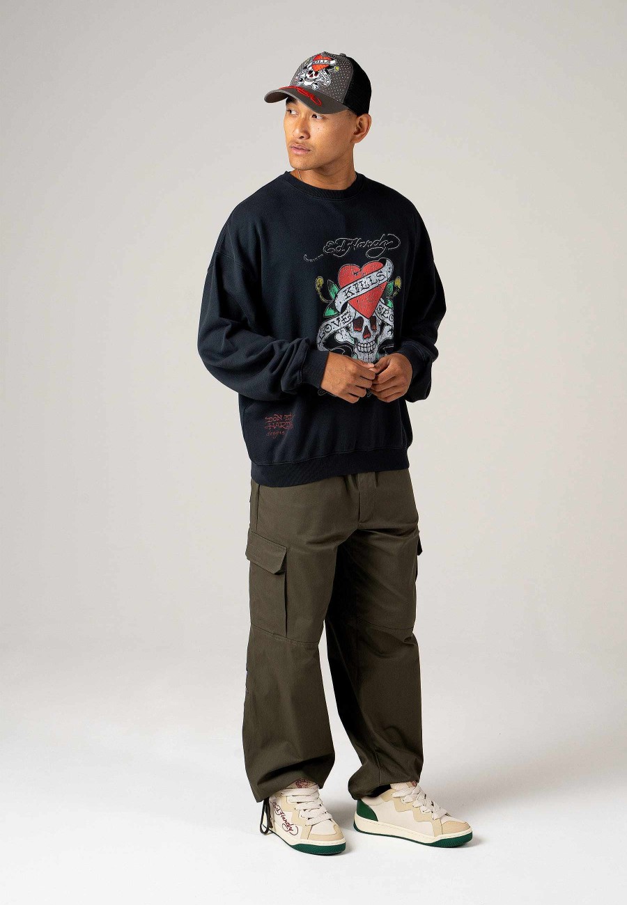 Ed Hardy Mens Love Kill Slowly Graphic Crew Neck Sweatshirt