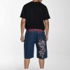 Ed Hardy Mens Battle Dragon Denim Jorts Shorts