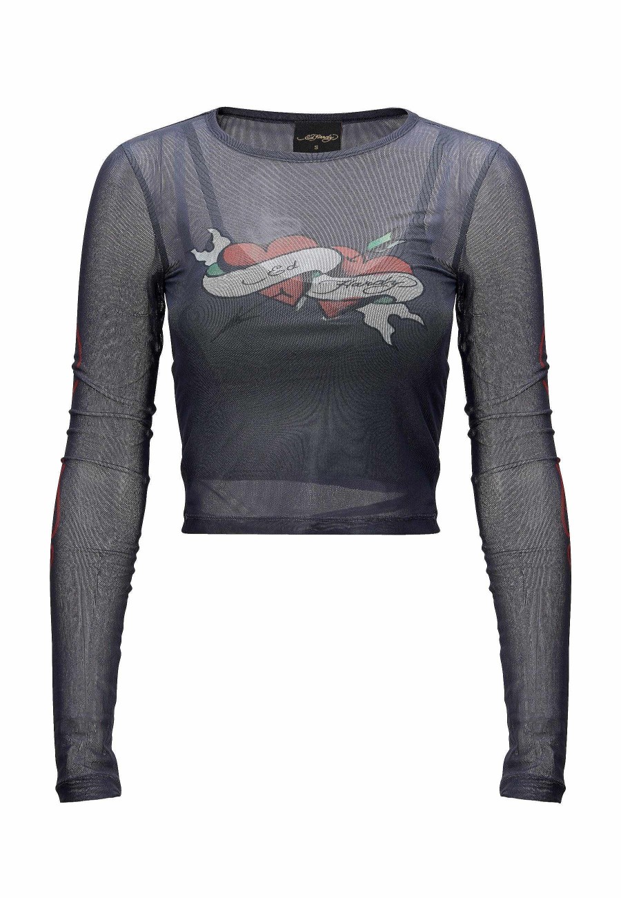 Ed Hardy Womens Love-Ed Mesh Long Sleeve Tee