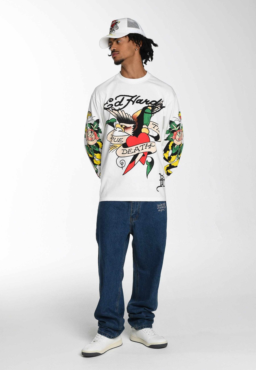 Ed Hardy Womens True-Till-Rose-Snake Long Sleeve T-Shirt