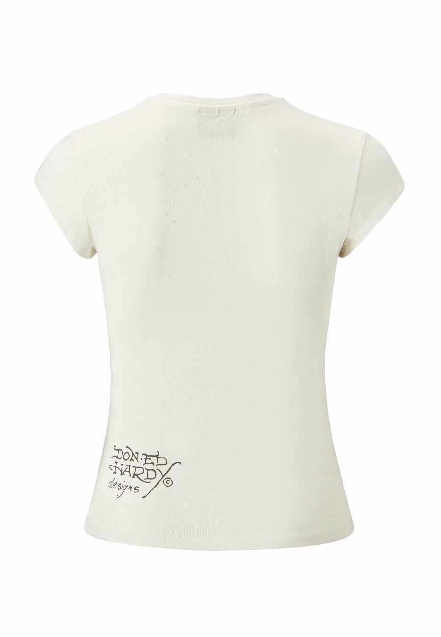 Ed Hardy Womens Love Eternal Cap Sleeve Tshirt Top