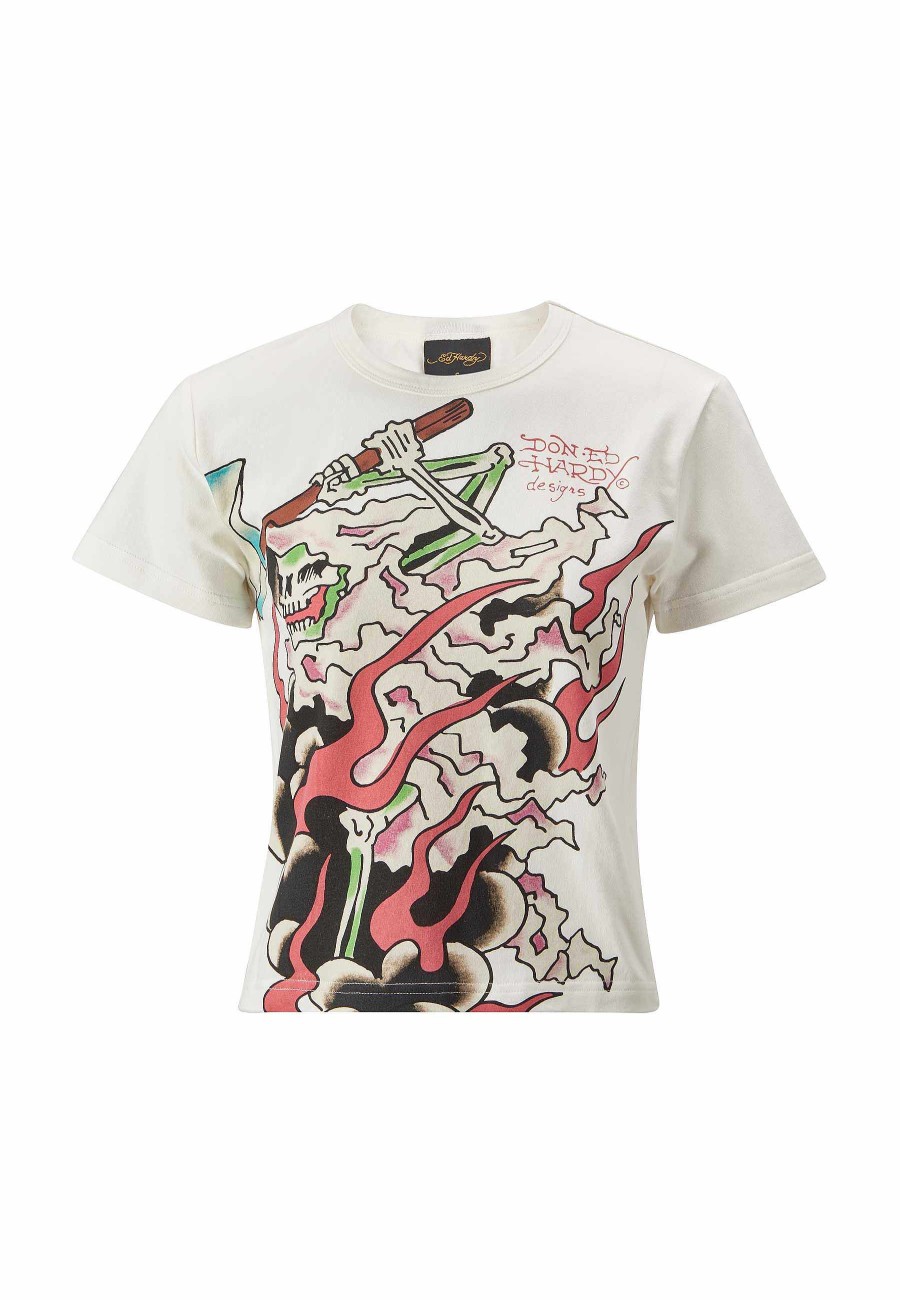 Ed Hardy Womens Hell Swinging Baby Tshirt Top