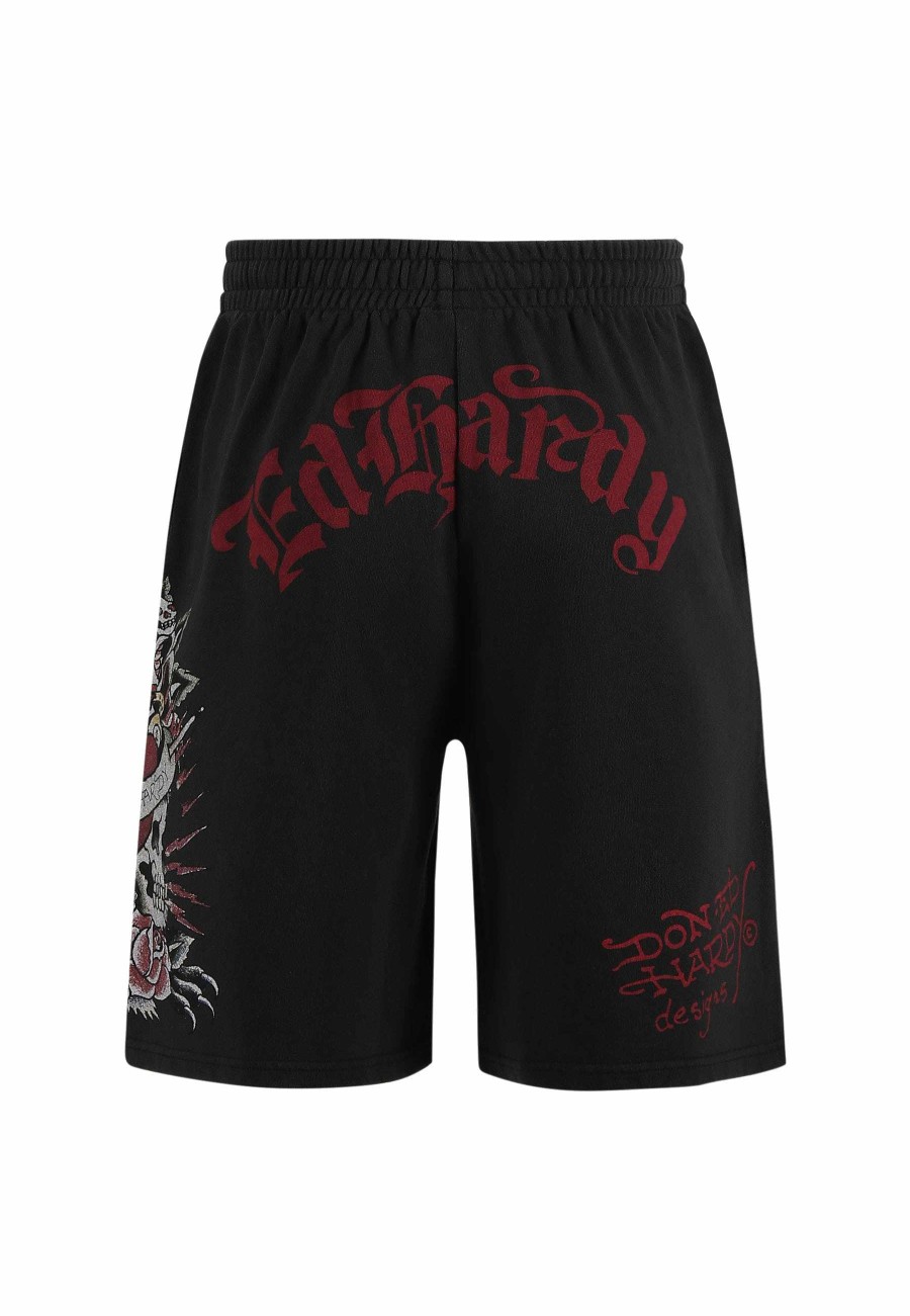Ed Hardy Mens Panther & Roses Sweat Shorts