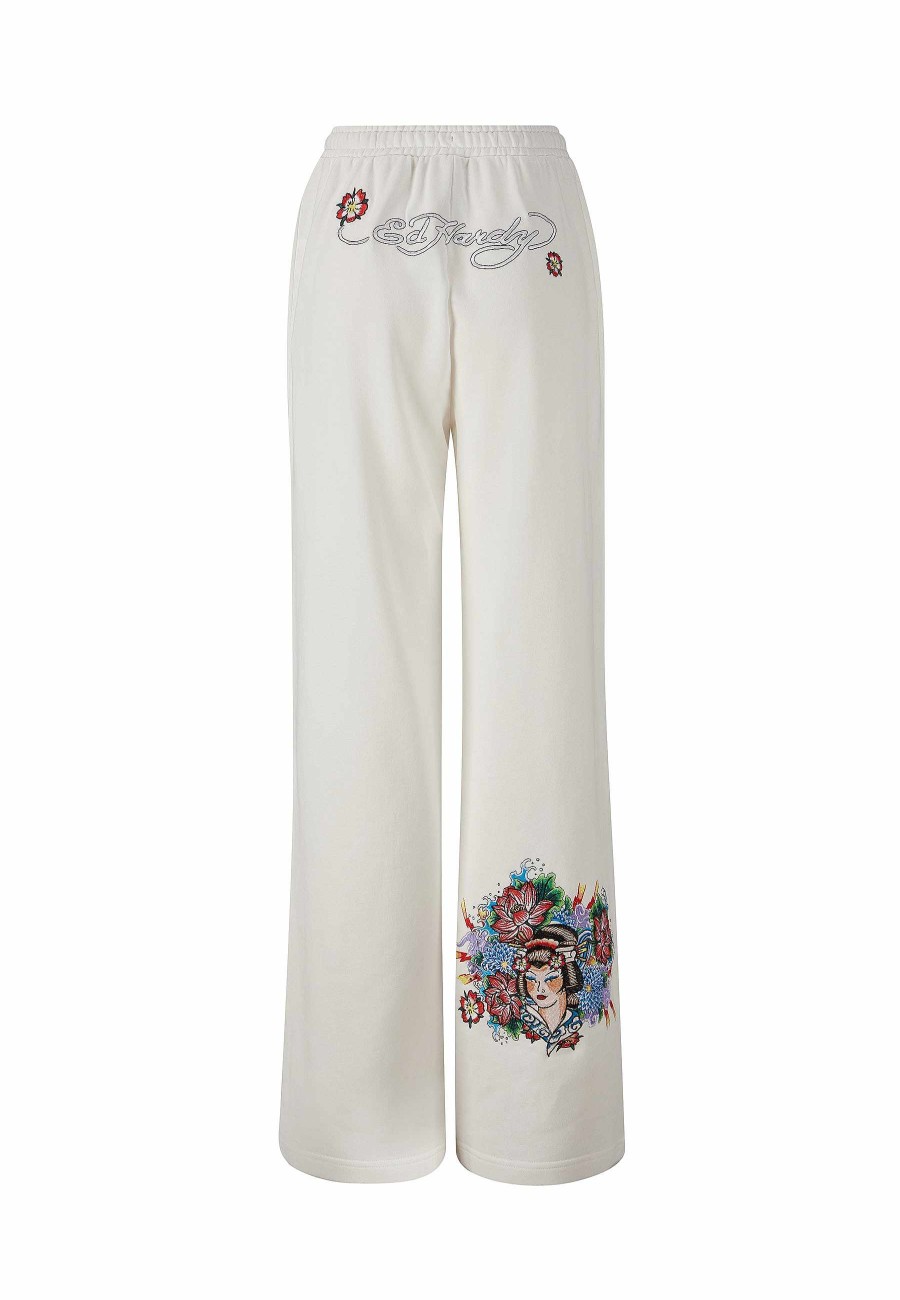Ed Hardy Womens Geisha World Relaxed Joggers - White