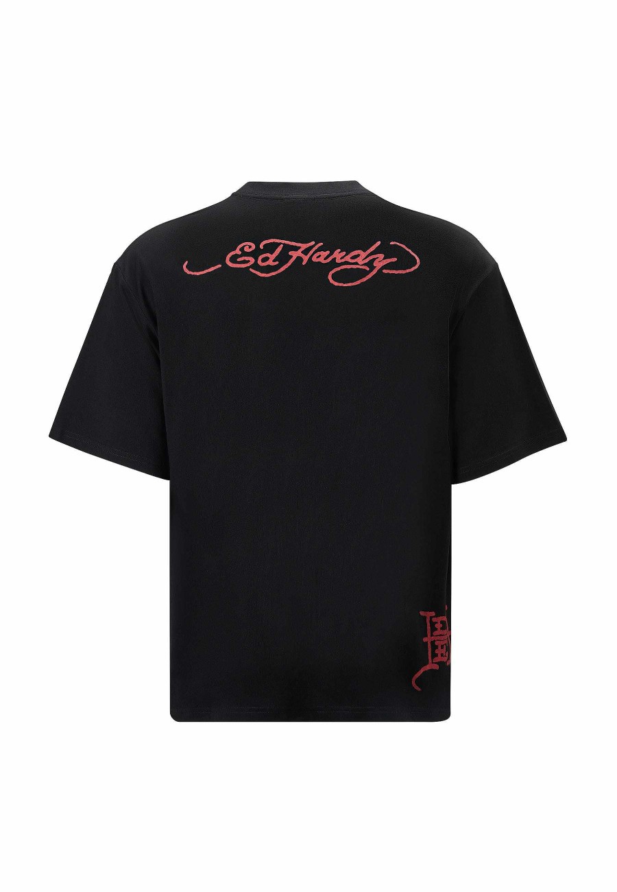 Ed Hardy Mens Blue-Dragon Oversize T-Shirt