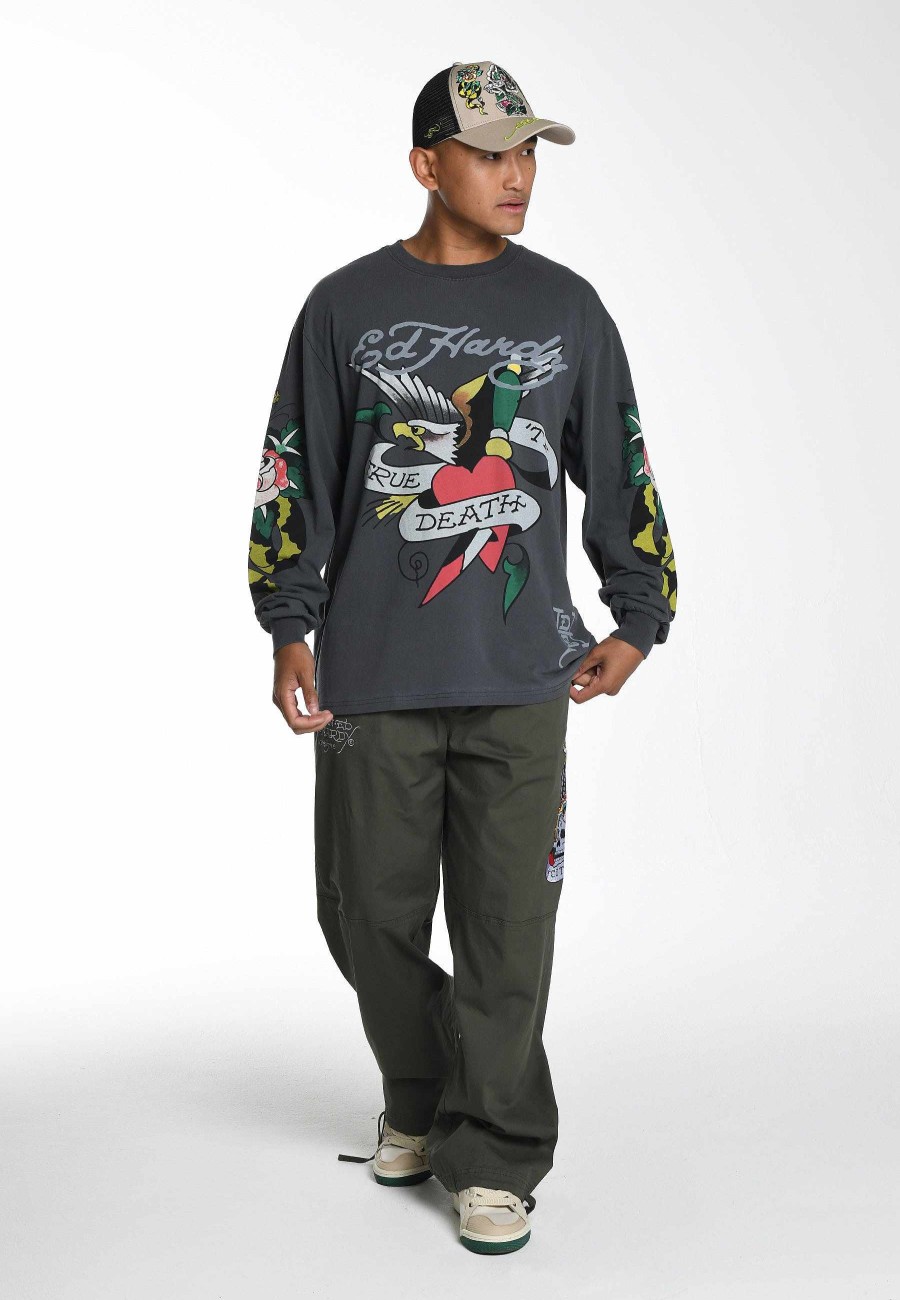 Ed Hardy Mens True-Till-Rose-Snake Long Sleeve T-Shirt