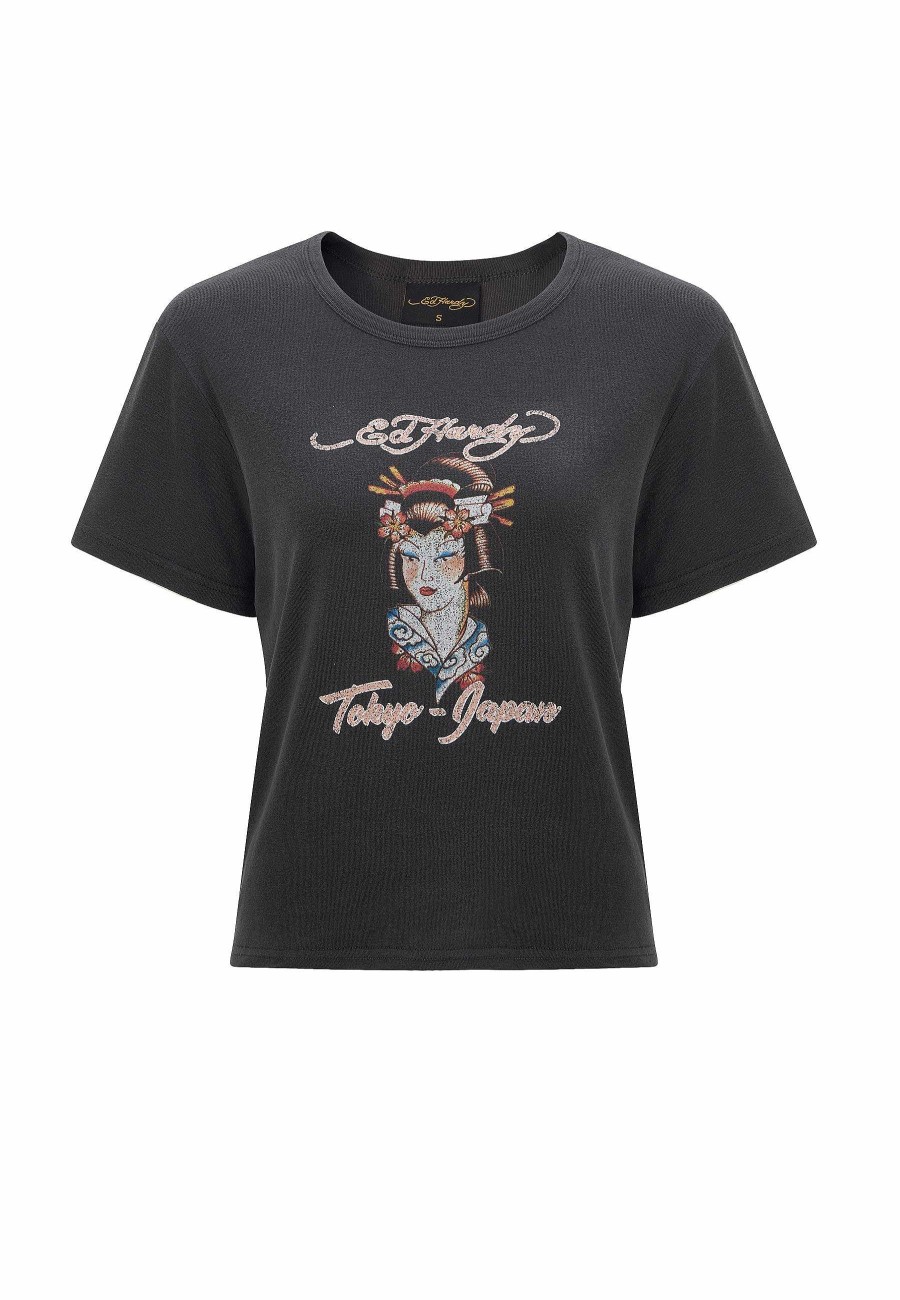 Ed Hardy Womens Tokyo-Geisha Tight T-Shirt