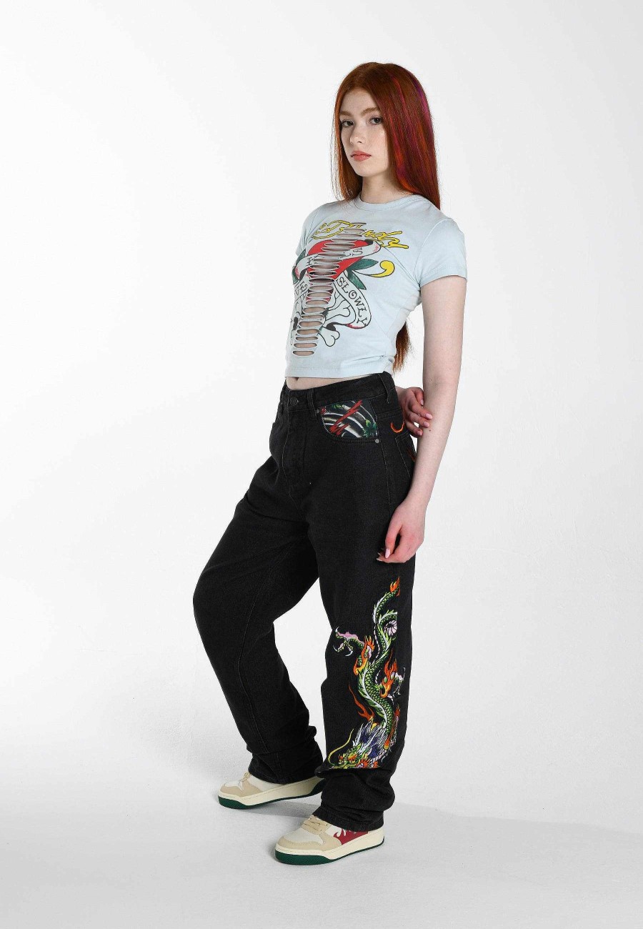 Ed Hardy Womens Love-Killa Baby Slash T-Shirt