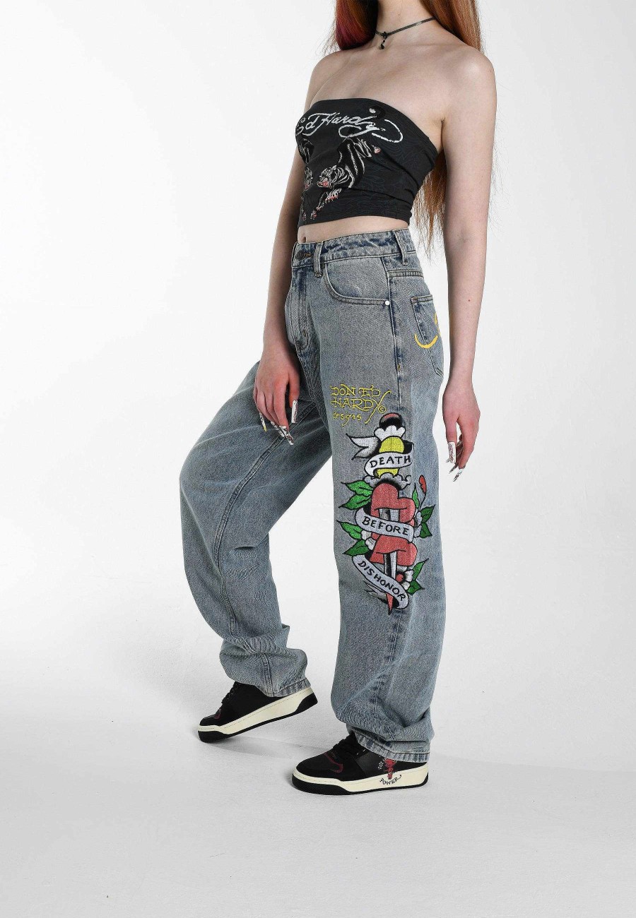 Ed Hardy Womens Double-Panther Bandeu Top
