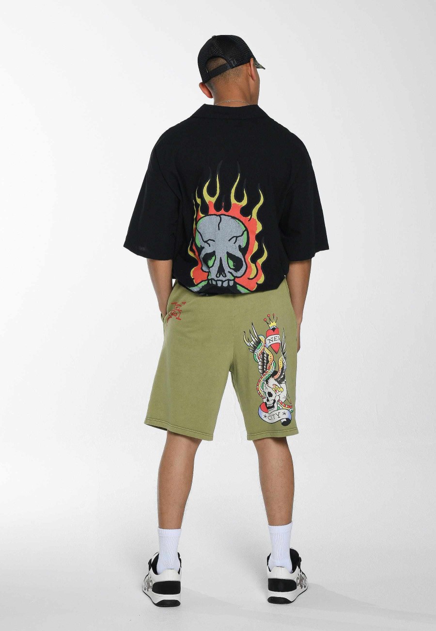 Ed Hardy Mens Nyc Skull Sweat Shorts