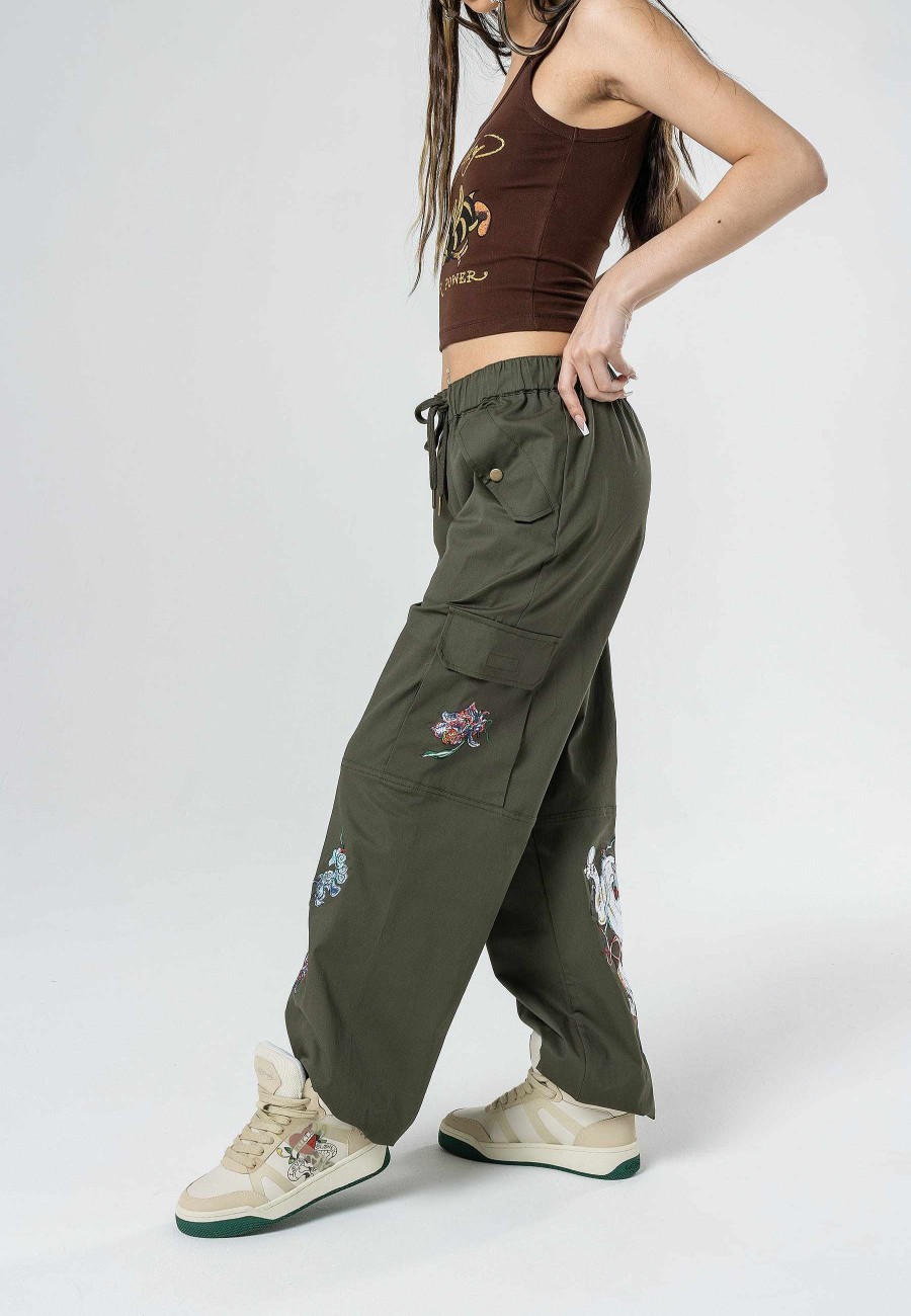 Ed Hardy Womens Mystic Panther Cargo Pants Trousers