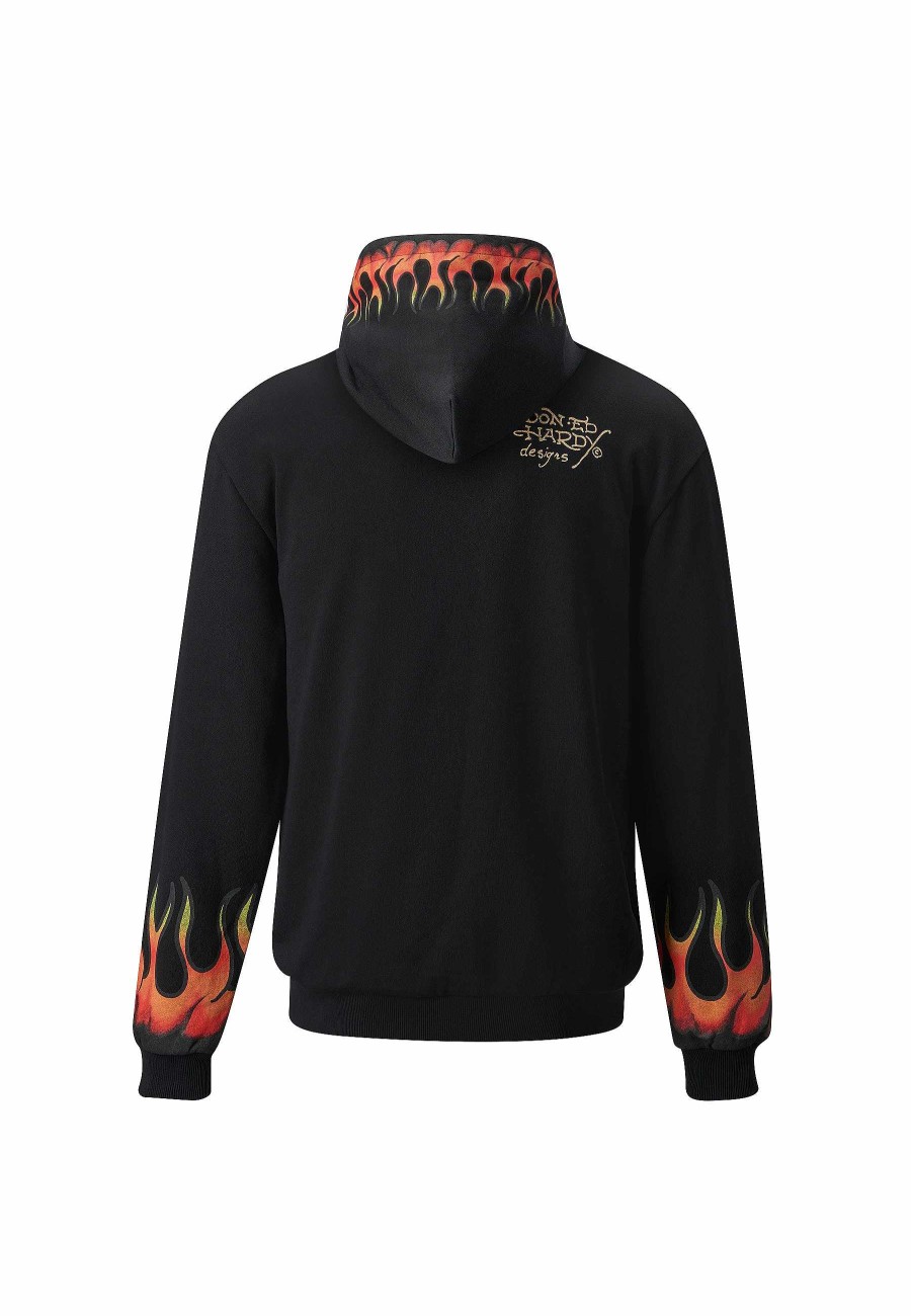 Ed Hardy Mens Lightning-Fire Graphic Hoodie