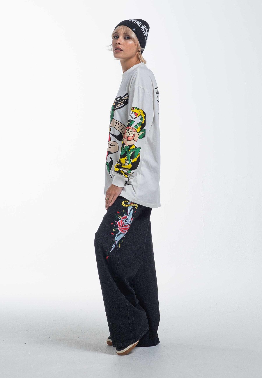 Ed Hardy Womens Love Kills Xtra Oversized Denim Trousers Jeans