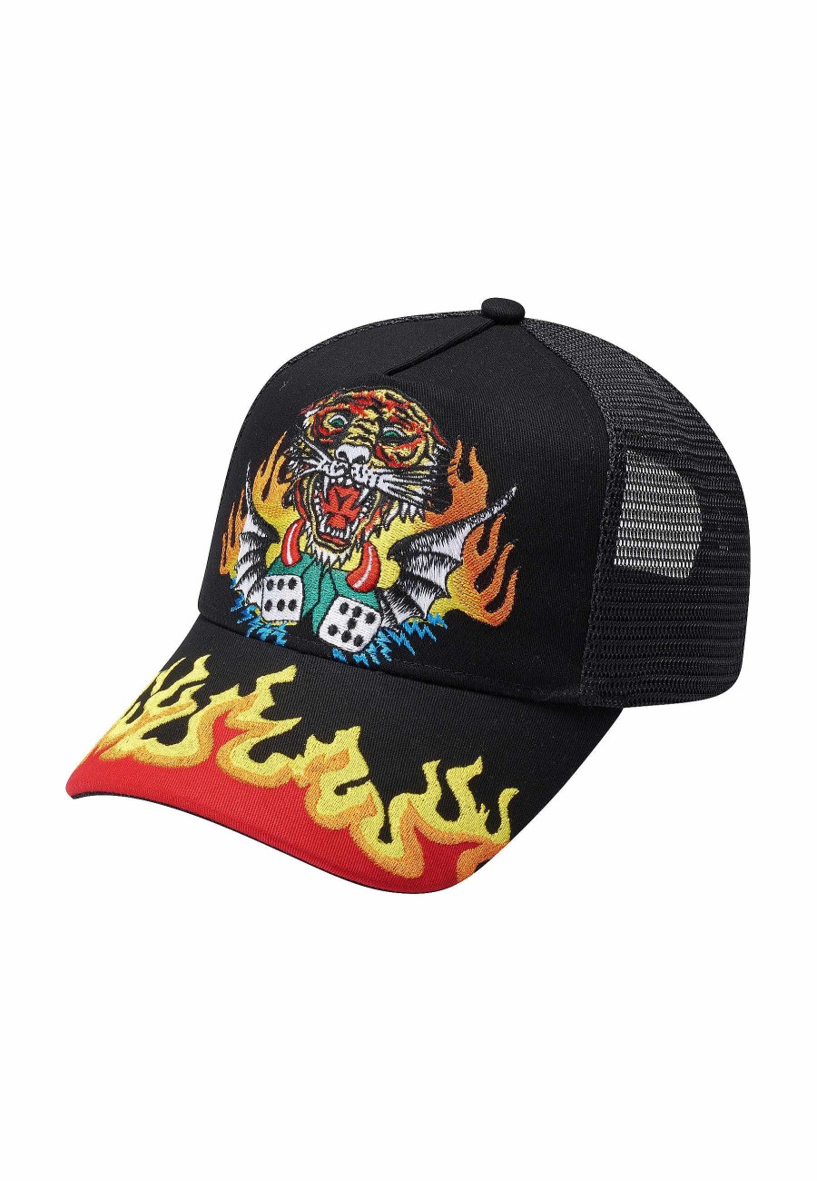 Ed Hardy Uni Tiger-Dice Twill Front Mesh Trucker Cap