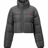 Ed Hardy Womens Drag-Rose Cropped Puffa Jacket