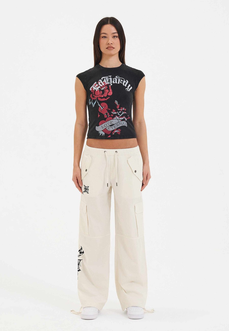 Ed Hardy Womens Love Eternal Cap Sleeve Tshirt Top