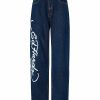 Ed Hardy Womens Flaming Skull Relaxed Fit Denim Trousers Jeans