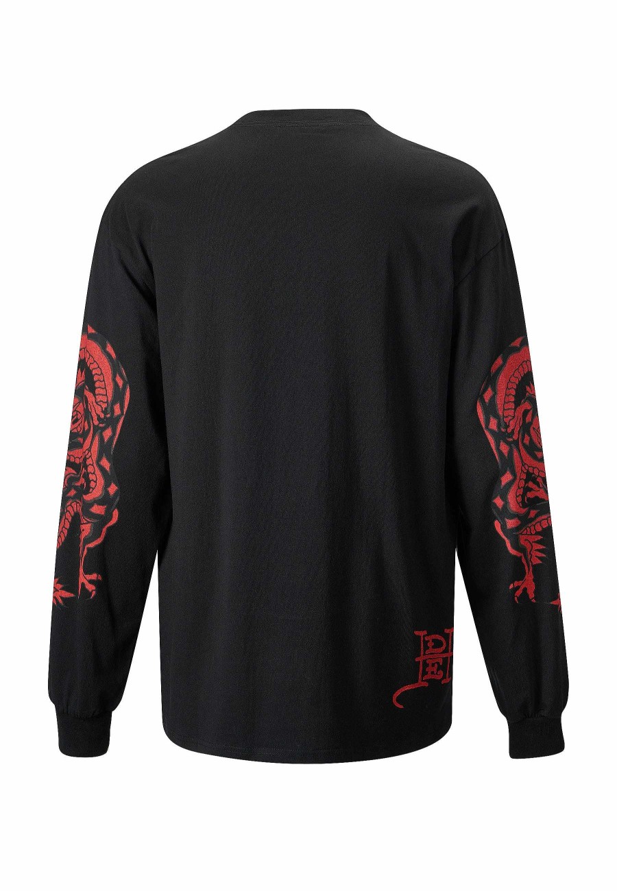 Ed Hardy Mens Red-Dragon Long Sleeve T-Shirt