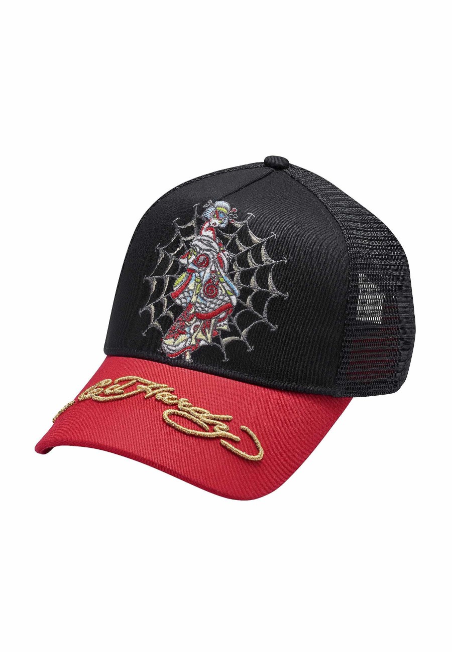 Ed Hardy Uni Beautiful-But-Dangerous Twill Front Mesh Trucker Cap
