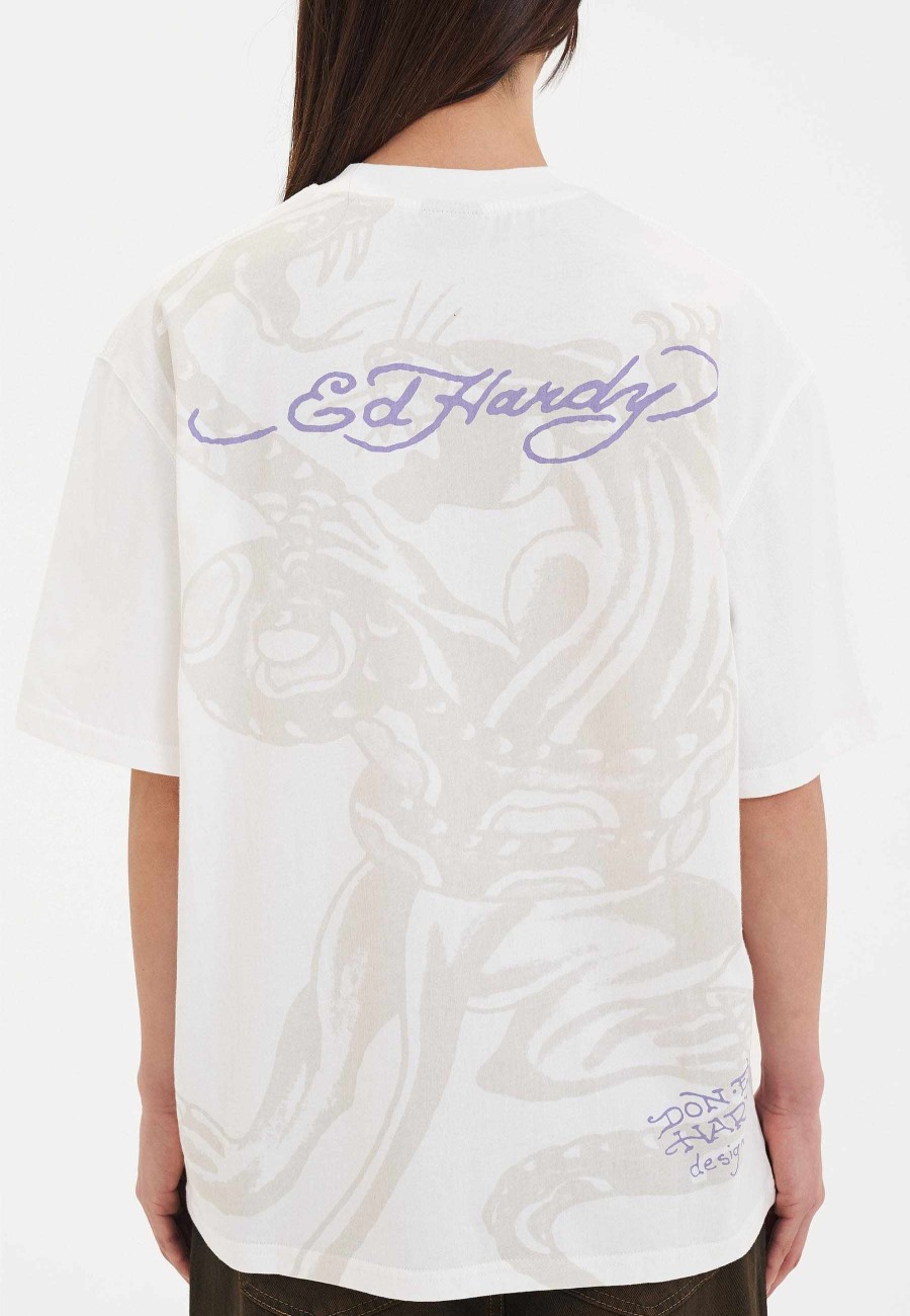 Ed Hardy Womens Snake & Panther Battle Tshirt Top